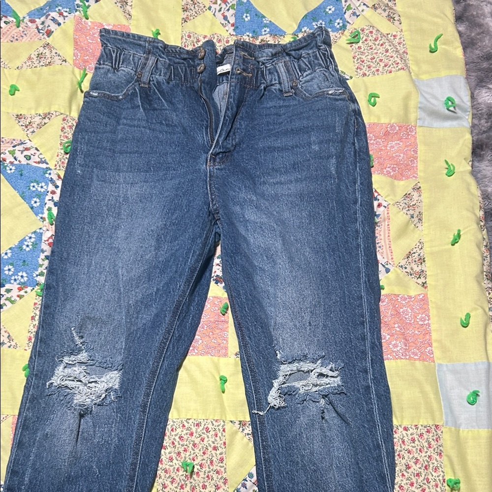 KanCan Paper Bag Straight Jeans